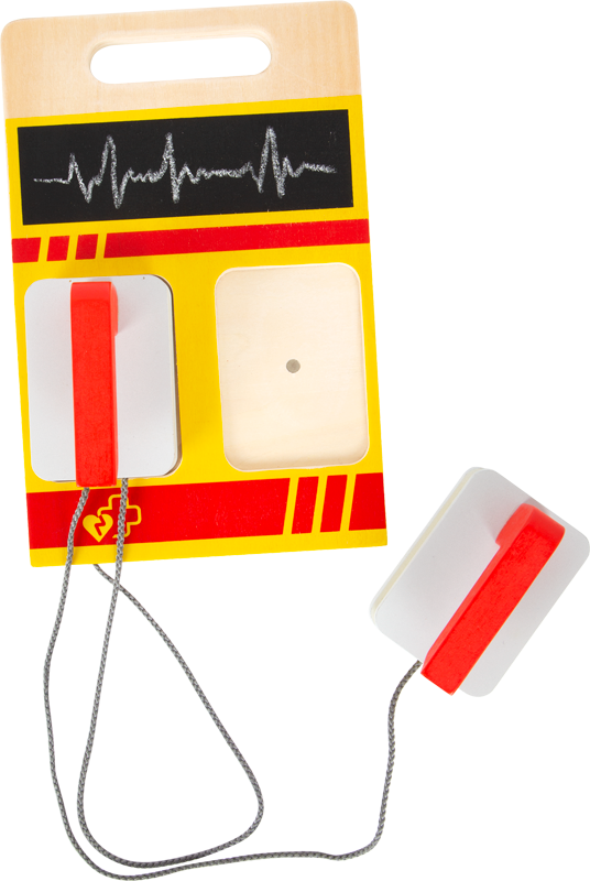 Defibrillator mit Tafelfeld aus Holz