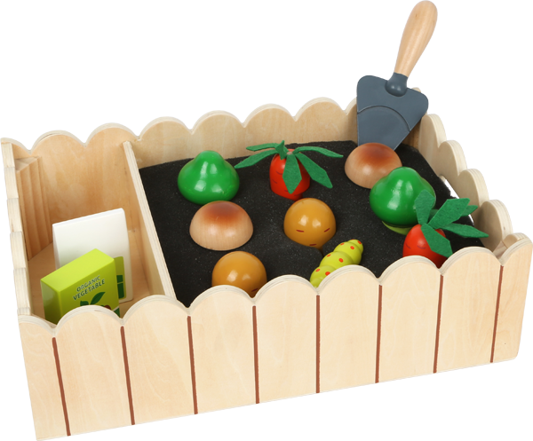 Gemüsegarten aus Holz mit Holz-Gemüse zum Spielen