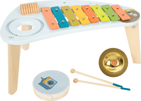 Kinder-Xylophon mit Trommel, Sticks und Becken