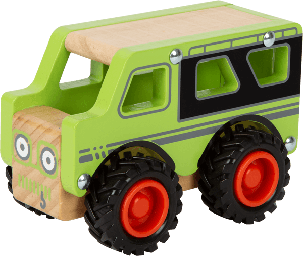 Grünes Spielauto aus Holz für Kinder