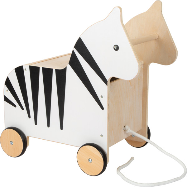 Zebra-Kiste aus Holz mit Rollen für Kinder
