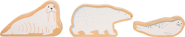 Walross, Eisbär und Robbe Tierfiguren aus Holz