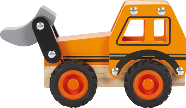 Spielzeug-Bagger aus Holz mit Schaufel