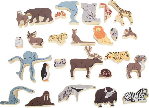 ABC-Puzzle Tierfiguren aus Holz für Kinder