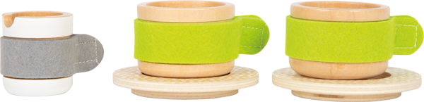 Spiel-Tassen aus Holz mit Filz-Henkeln