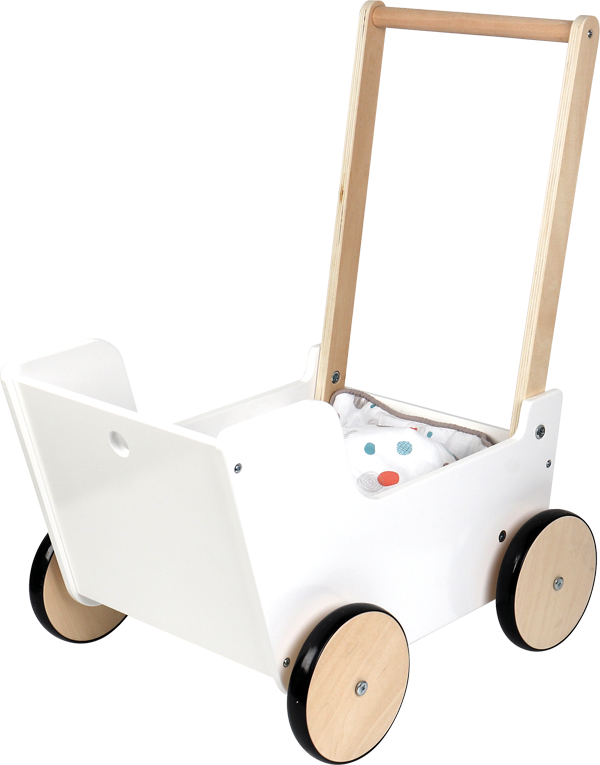 Holz-Puppenwagen in skandinavischem Stil