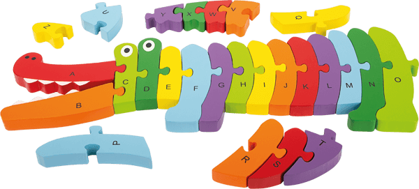 Buntes Krokodil-Puzzle mit ABC-Buchstaben