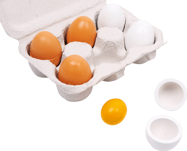 braune und weiße Eier, welche sich öffnen lassen inklusive Pappkarton