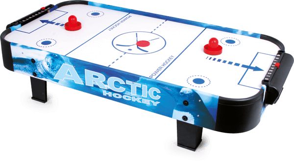 Blau-weißer Air-Hockey-Tisch zum Spielen