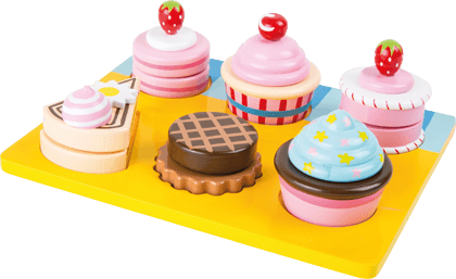 Schneide-Cupcakes und Tortena aus Holz für die Kinderküche oder den Kaufladen