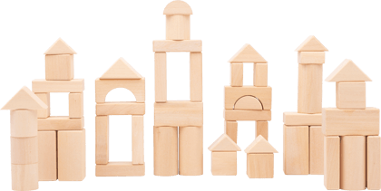 Wooden building blocks natural 50-pack in bag