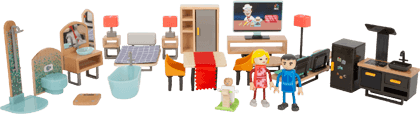 Set di mobili casa delle bambole moderno
