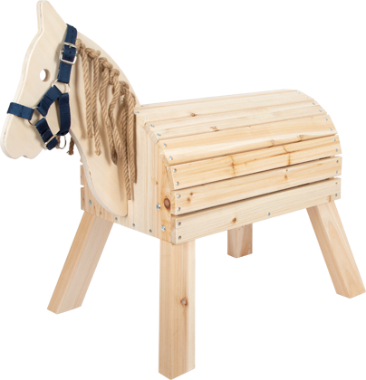 Reitpferd und Voltigierpferd aus Holz für Kinder