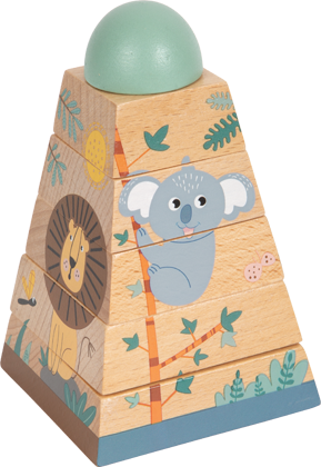 Stapelturm aus Holz für Kinder mit Safari-Tieren