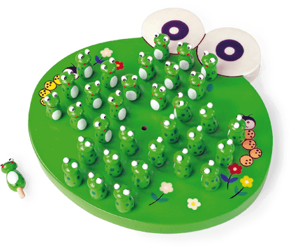 Grünes Kinder-Solitärspiel in Frosch-Form