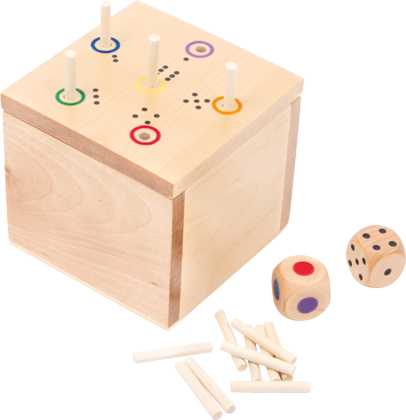 Würfelspiel 6 raus in der Box aus Holz