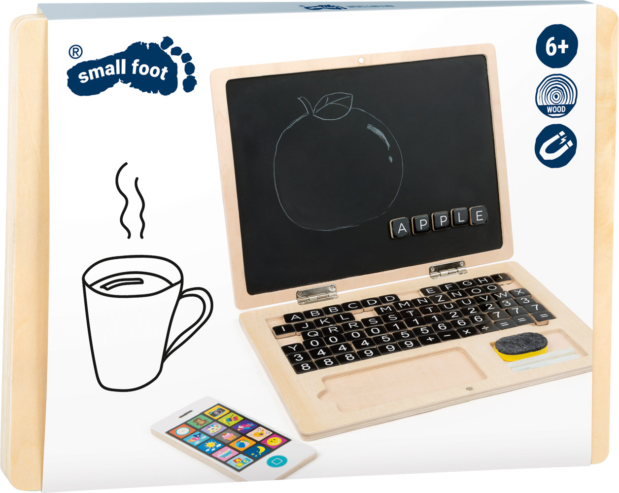 Wooden Laptop with Magnetic Board/Chalkboard Letters & Numbers Educational Toy 