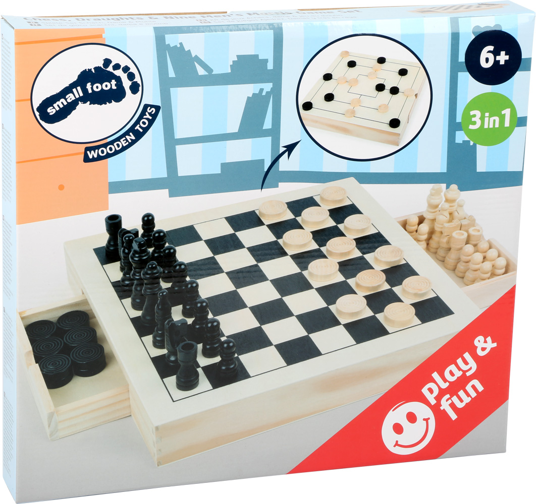 Spiele-Set Schach, Dame and Mühle Gesellschaftsspiele Puzzles and Spiele Spielzeuge small foot
