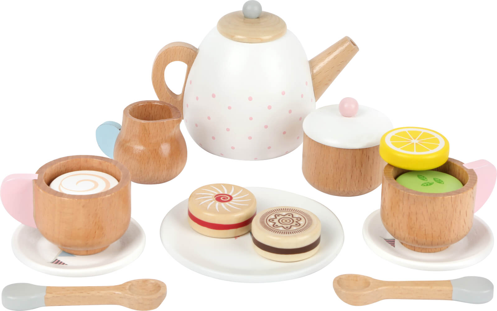 Various Wooden Tea Set Kitchen Accessories for Childrens Tea Party Pretend Play 