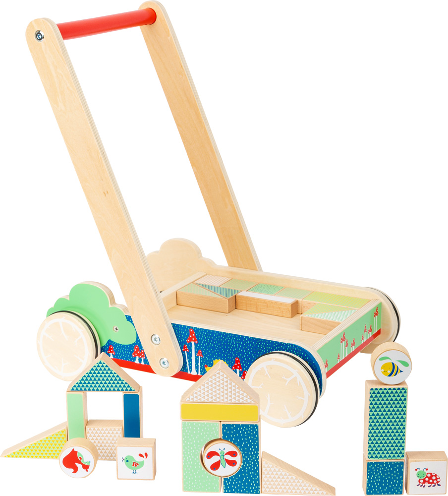 en bois certifié 100% FSC jouet de motricité pour les premiers bébé multicolore Small Foot 10947 Chariot de marche Move it 