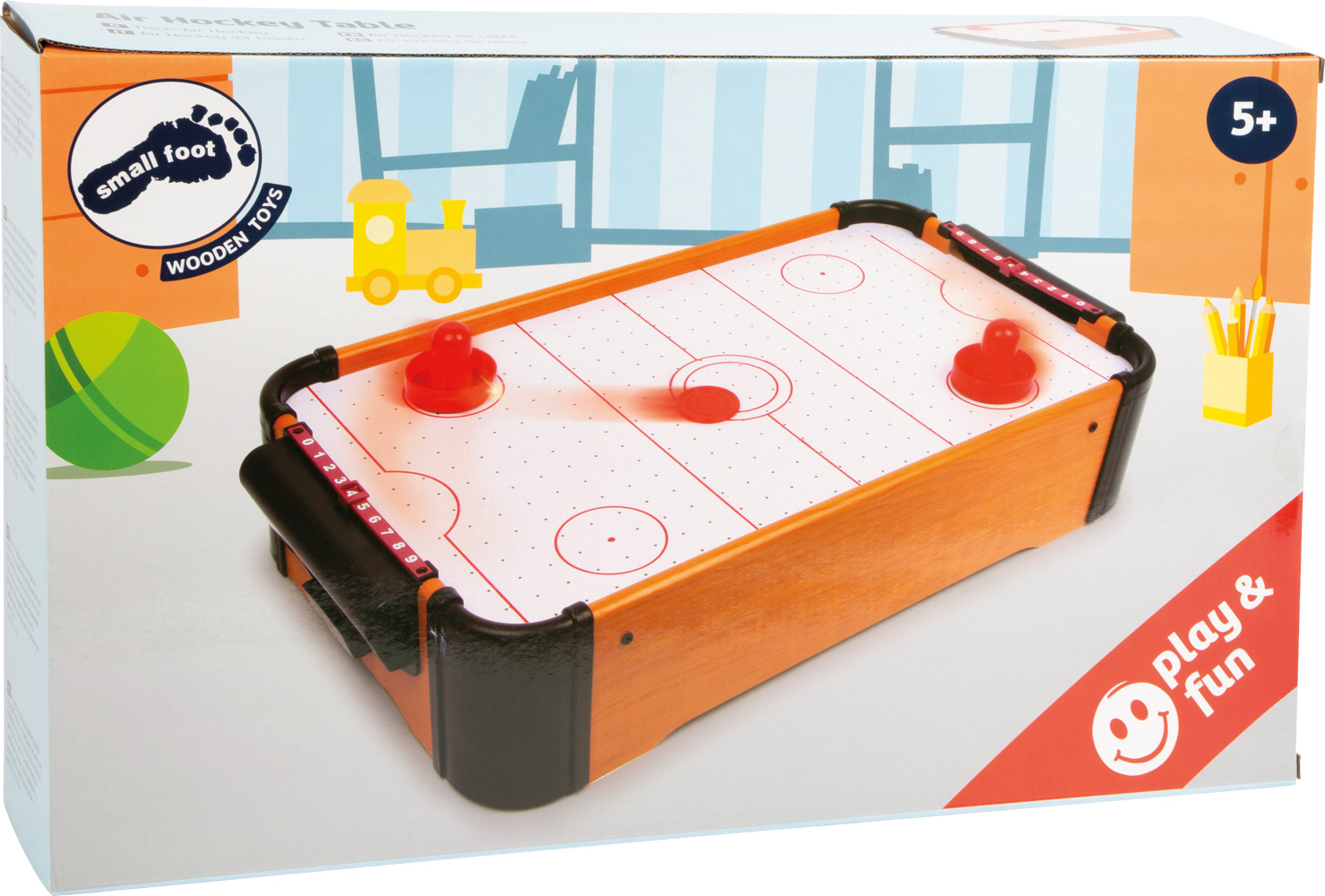 Small Foot by Legler Tisch-Air Hockey mit 1 Puck und 2 Schlägern sowie Punkteschieber fördert die Motorik und Hand-Augen-Koordination kann auf jeder Tischplatte platziert werden
