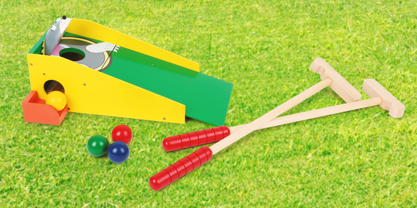 Outdoor Spiel 2 Minigolfschläger Minigolf Spiel Set Maulwurf 2 Minigolfbälle 