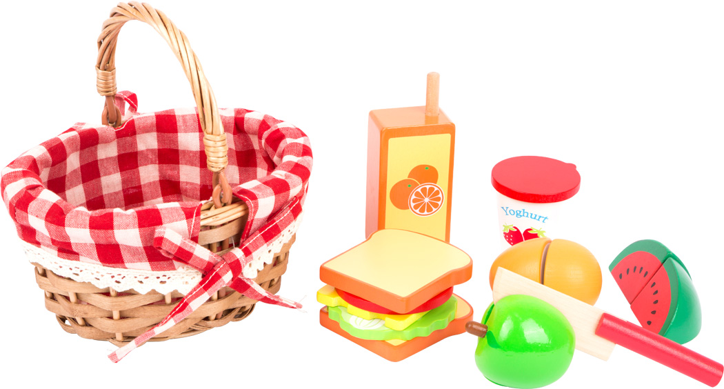Picknickkorb mit Schneide-Lebensmitteln