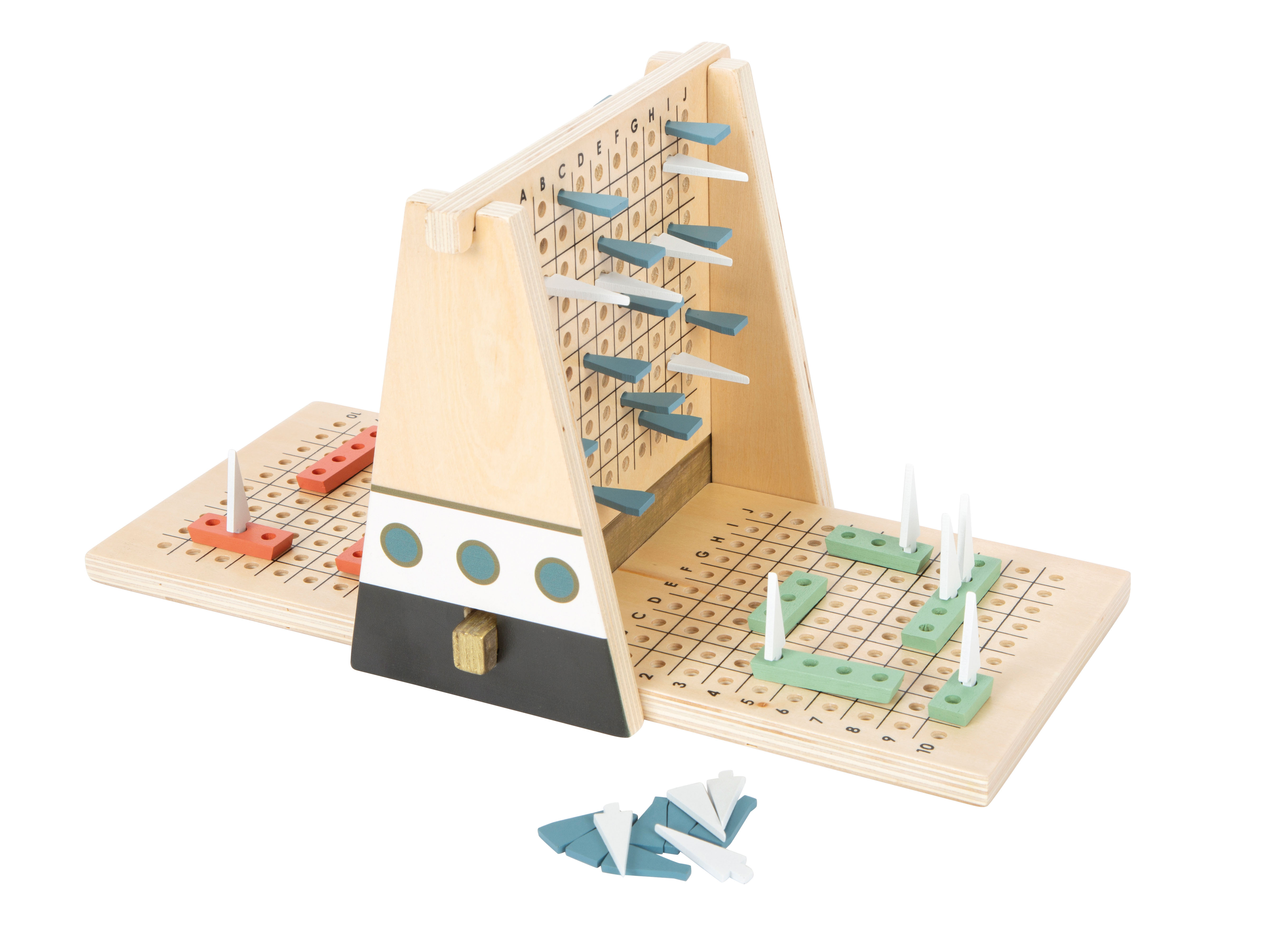 Modernes Schiffe Versenken-Spiel aus Holz
