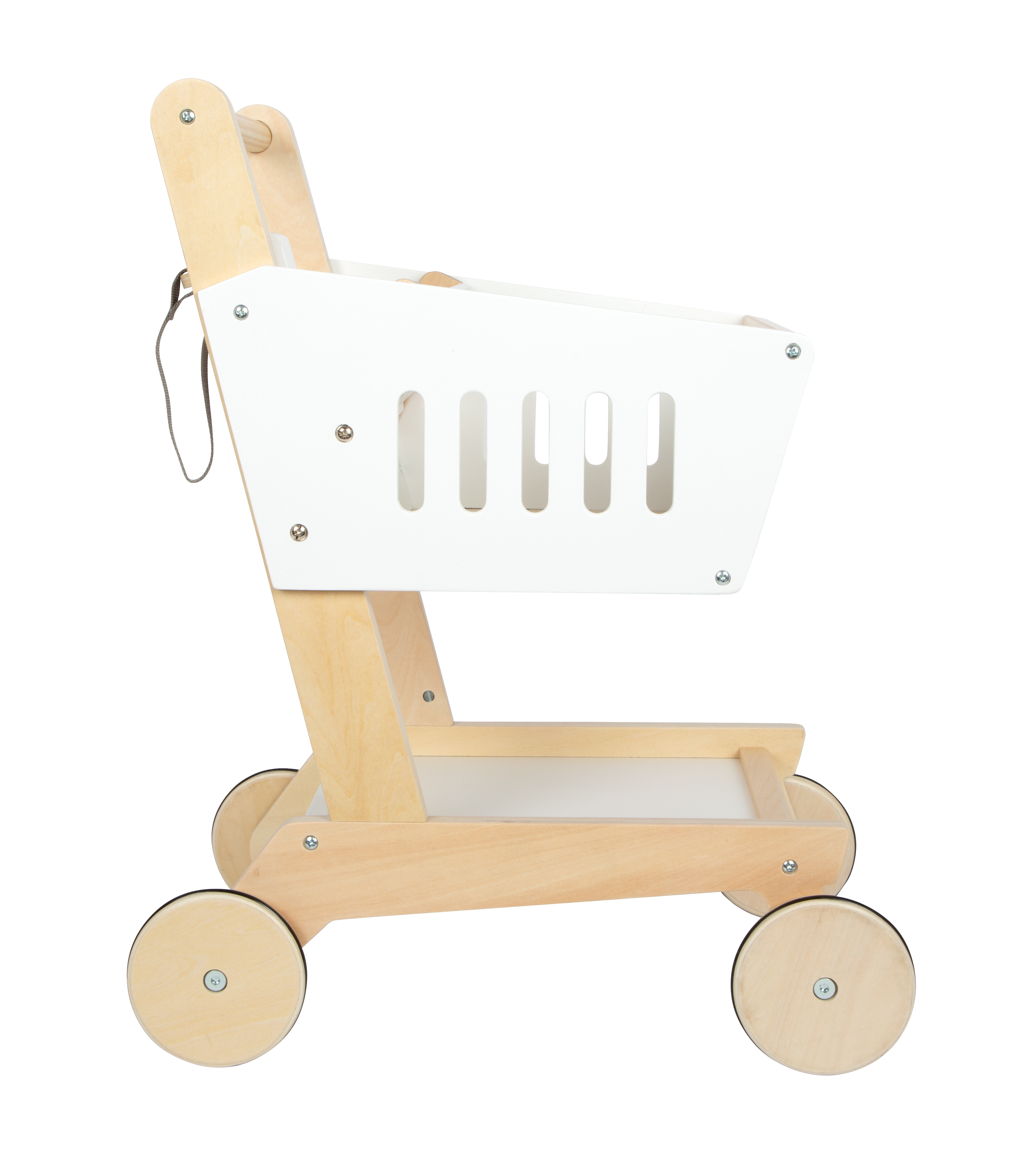 Kinderwagen, Holz, Weiß, Wagenkorb, Räder