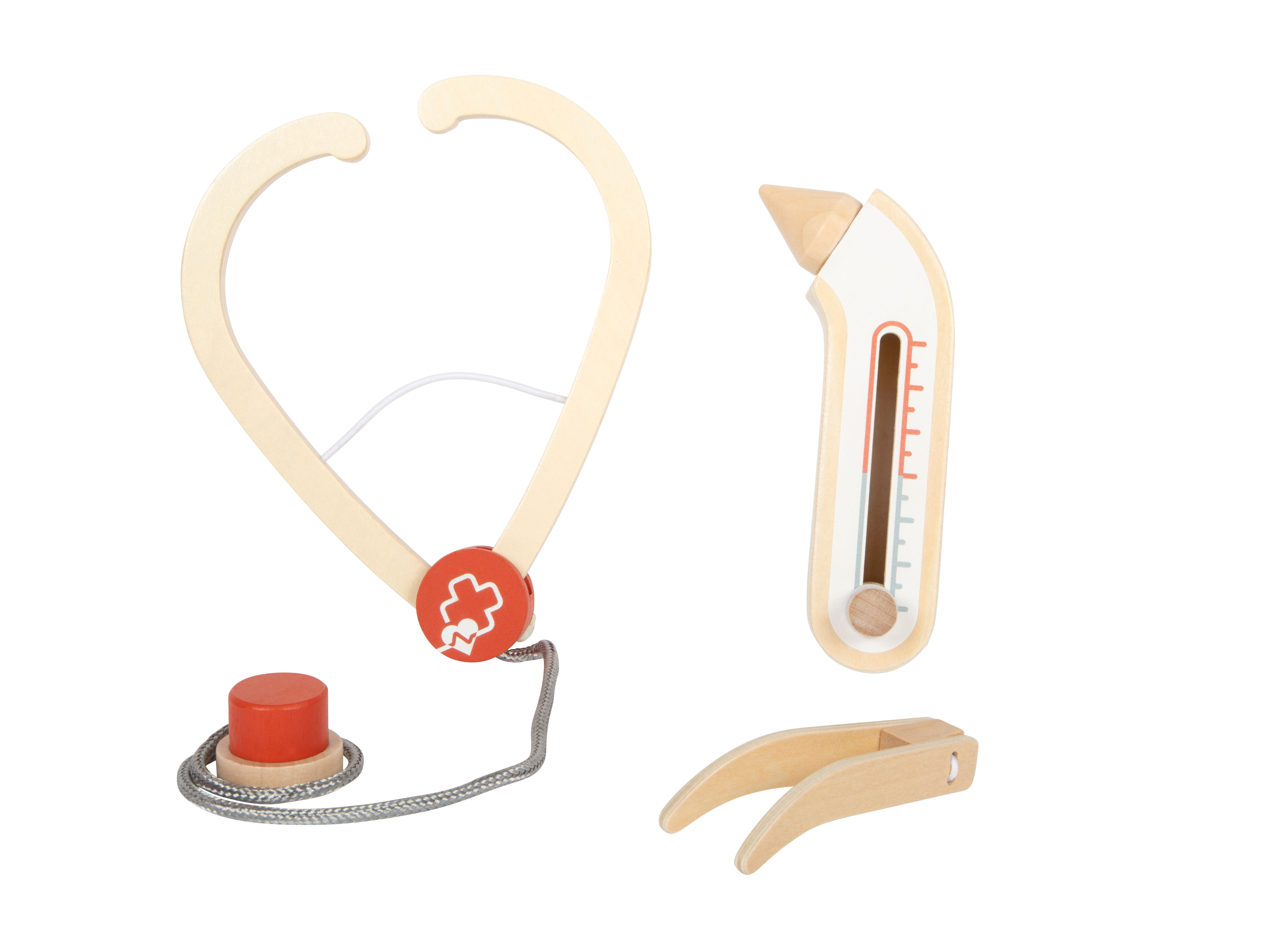 Arzttasche-Spielset rot mit Stethoskop Thermometer Pinzette