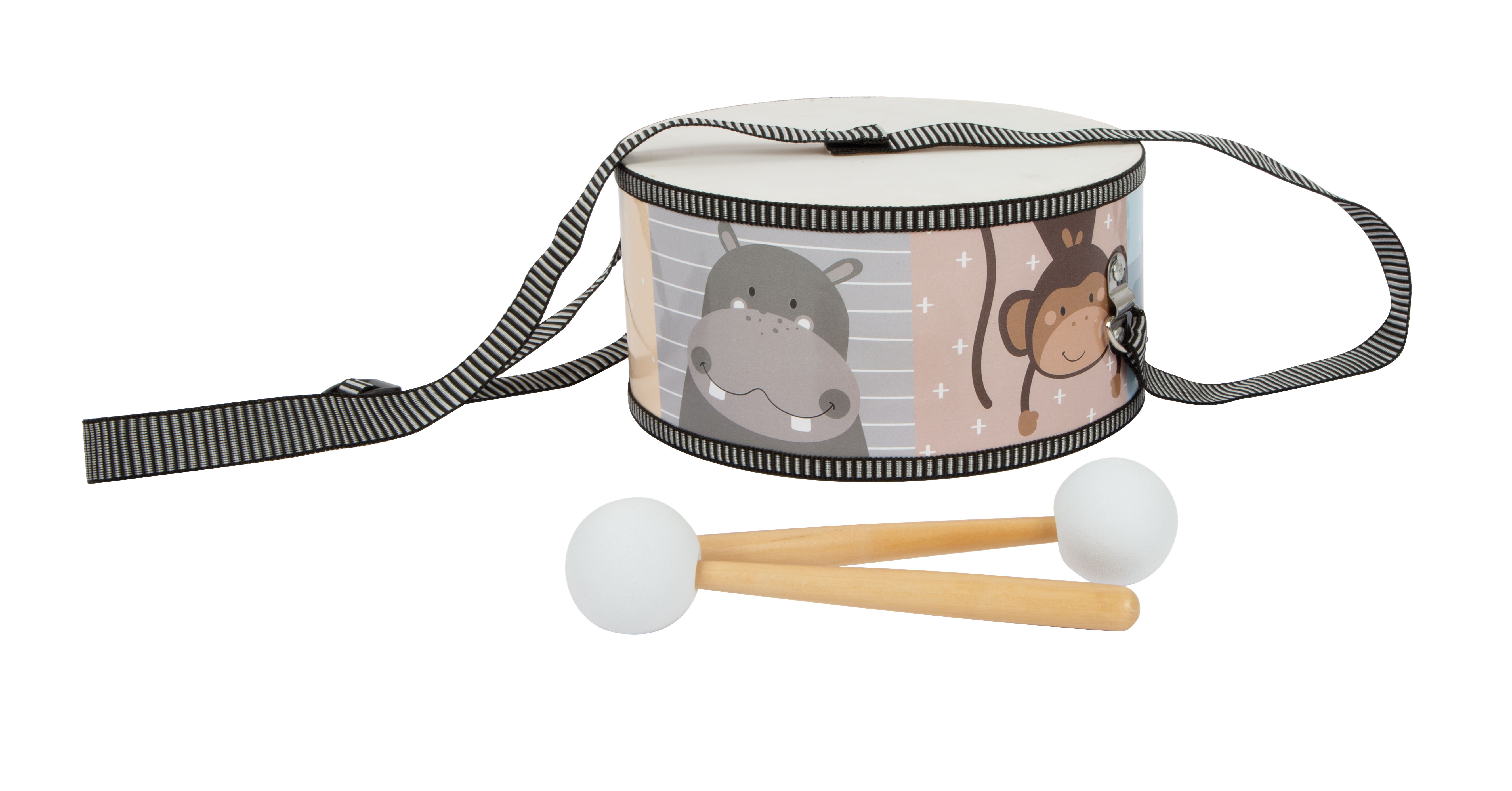 Trommel aus Holz für Kinder mit Safari-Motiven