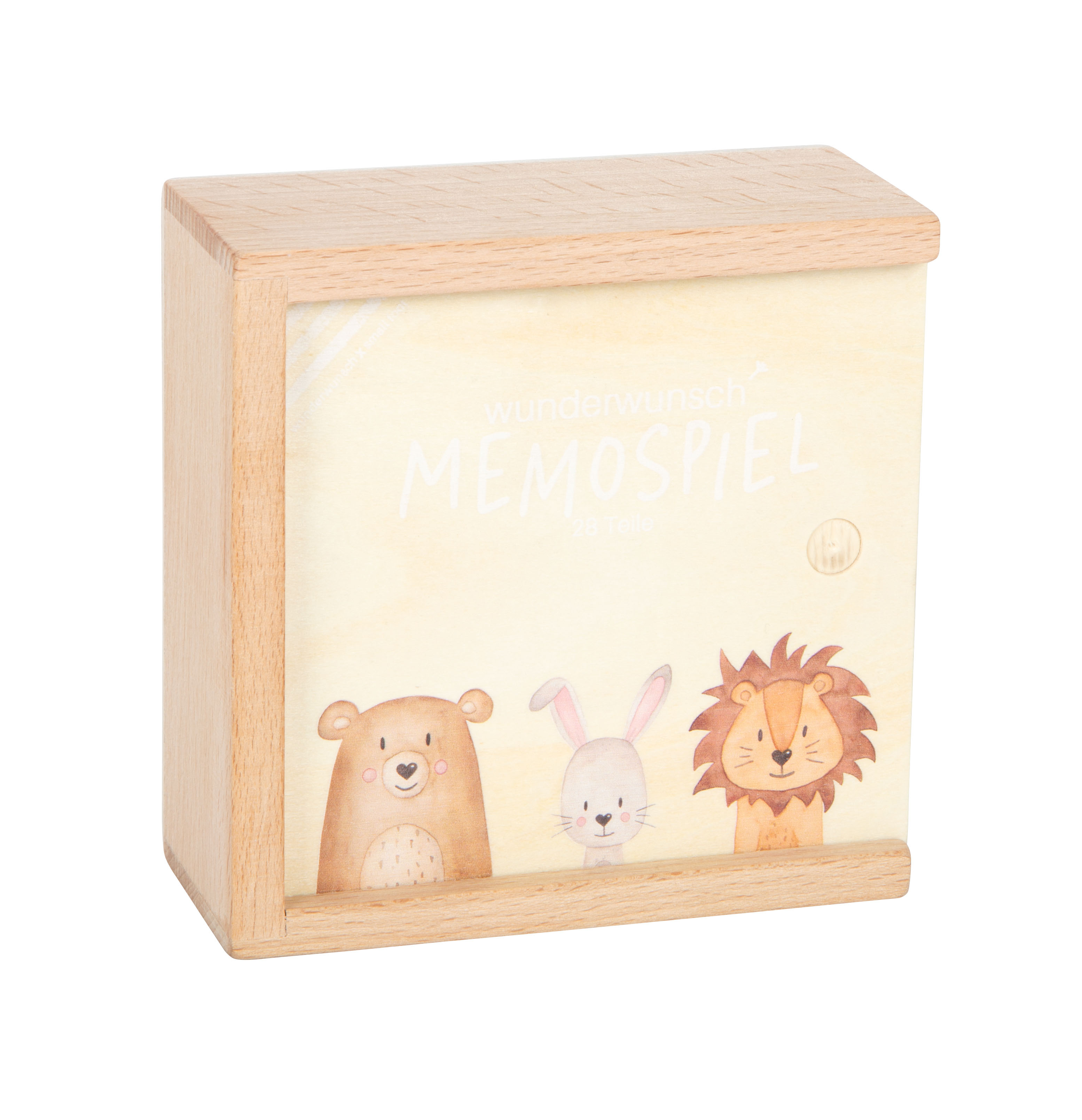 Aufbewahrungsbox für Tier-Memo aus Holz