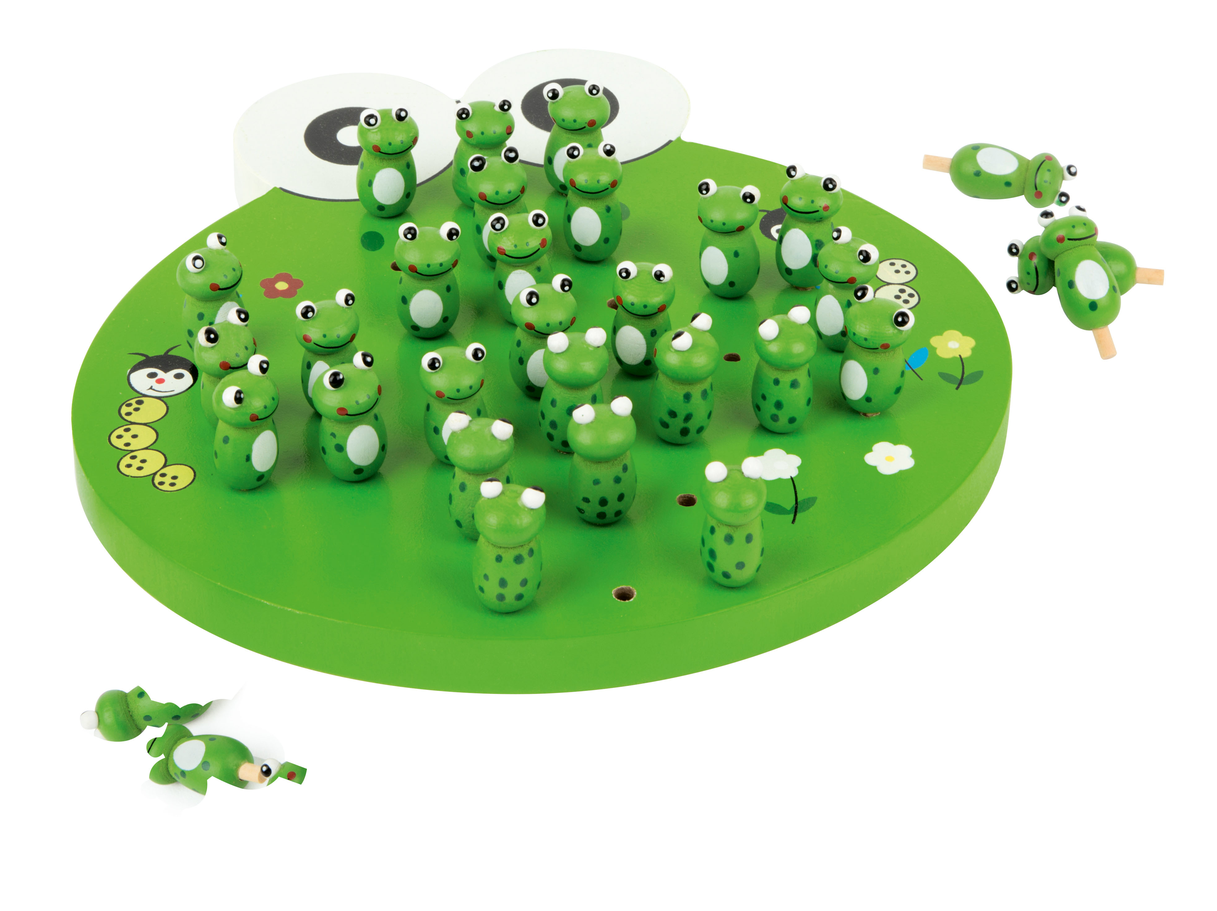Kinder-Solitär aus Holz mit Fröschen