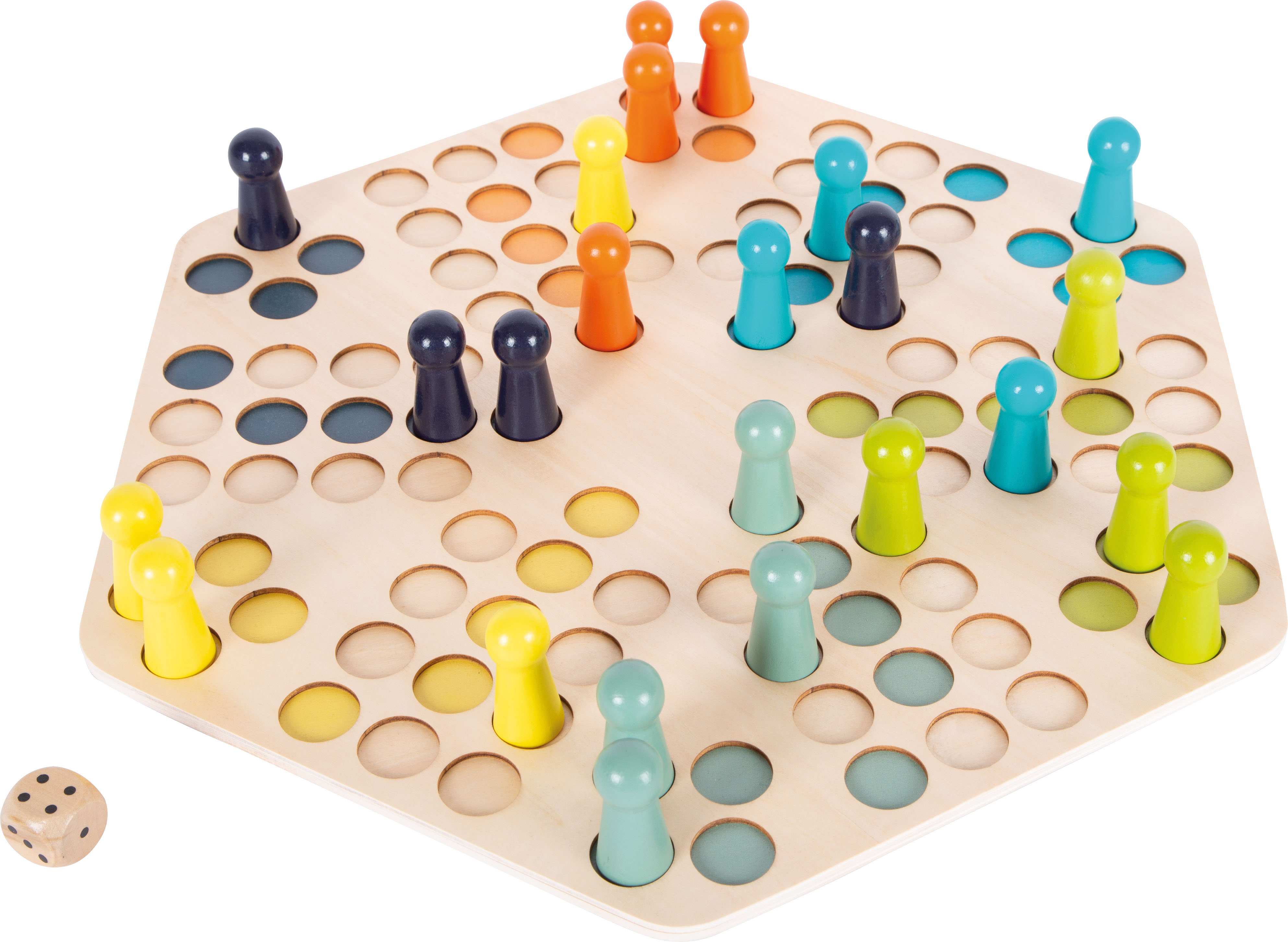 Ludo-Spiel aus Holz für 6 Spieler
