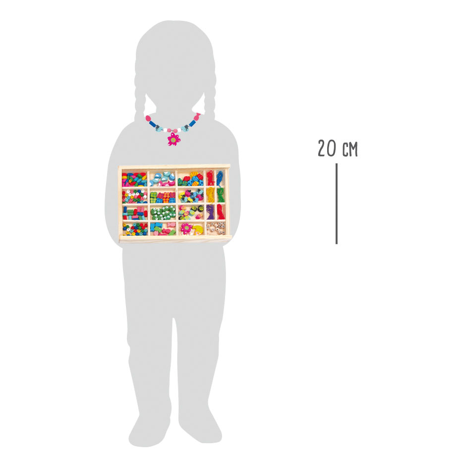 Fädelperlen in Holzbox für Kinder