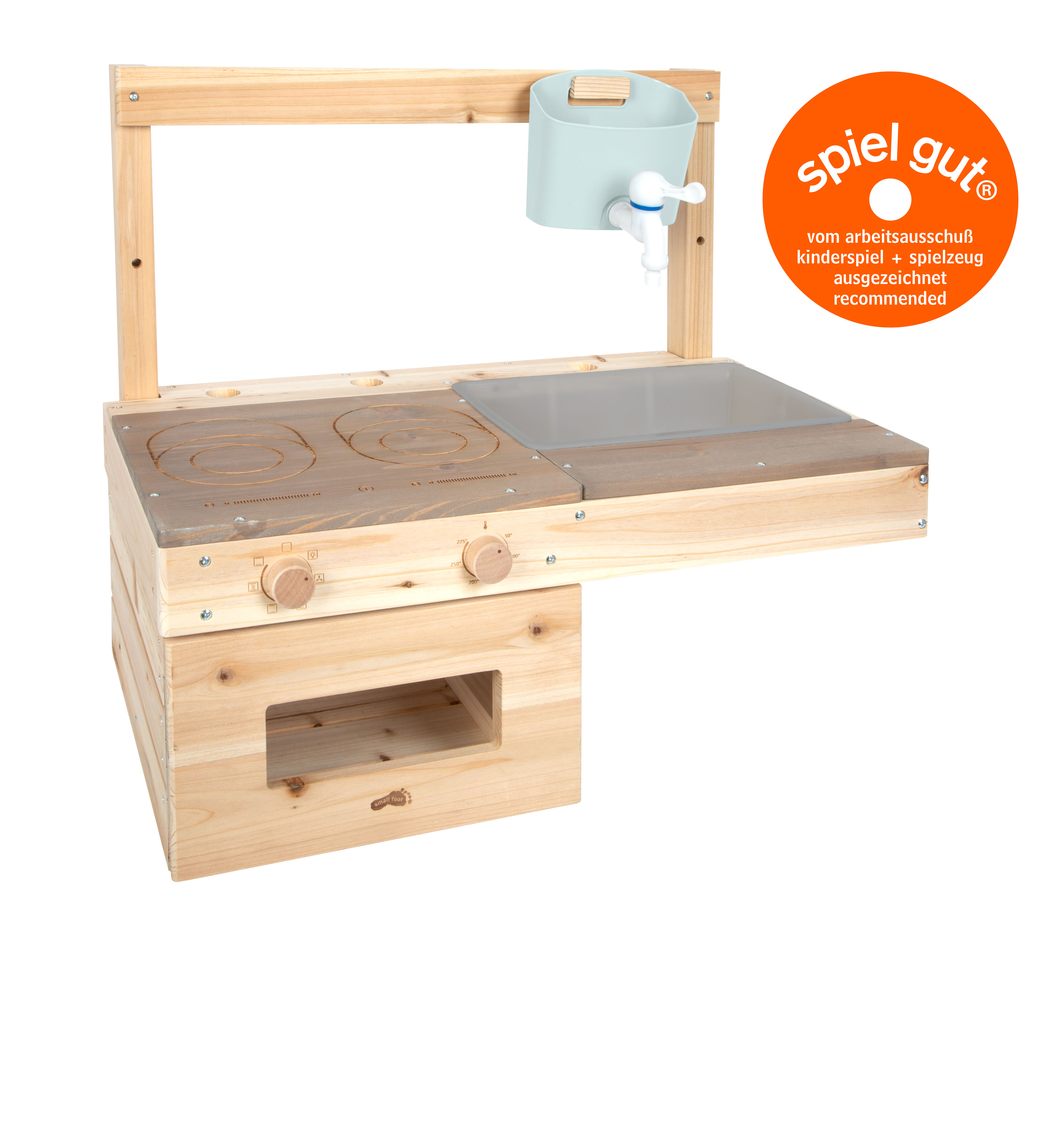 Outdoor Matschküche zum Hängen aus Holz für Kinder