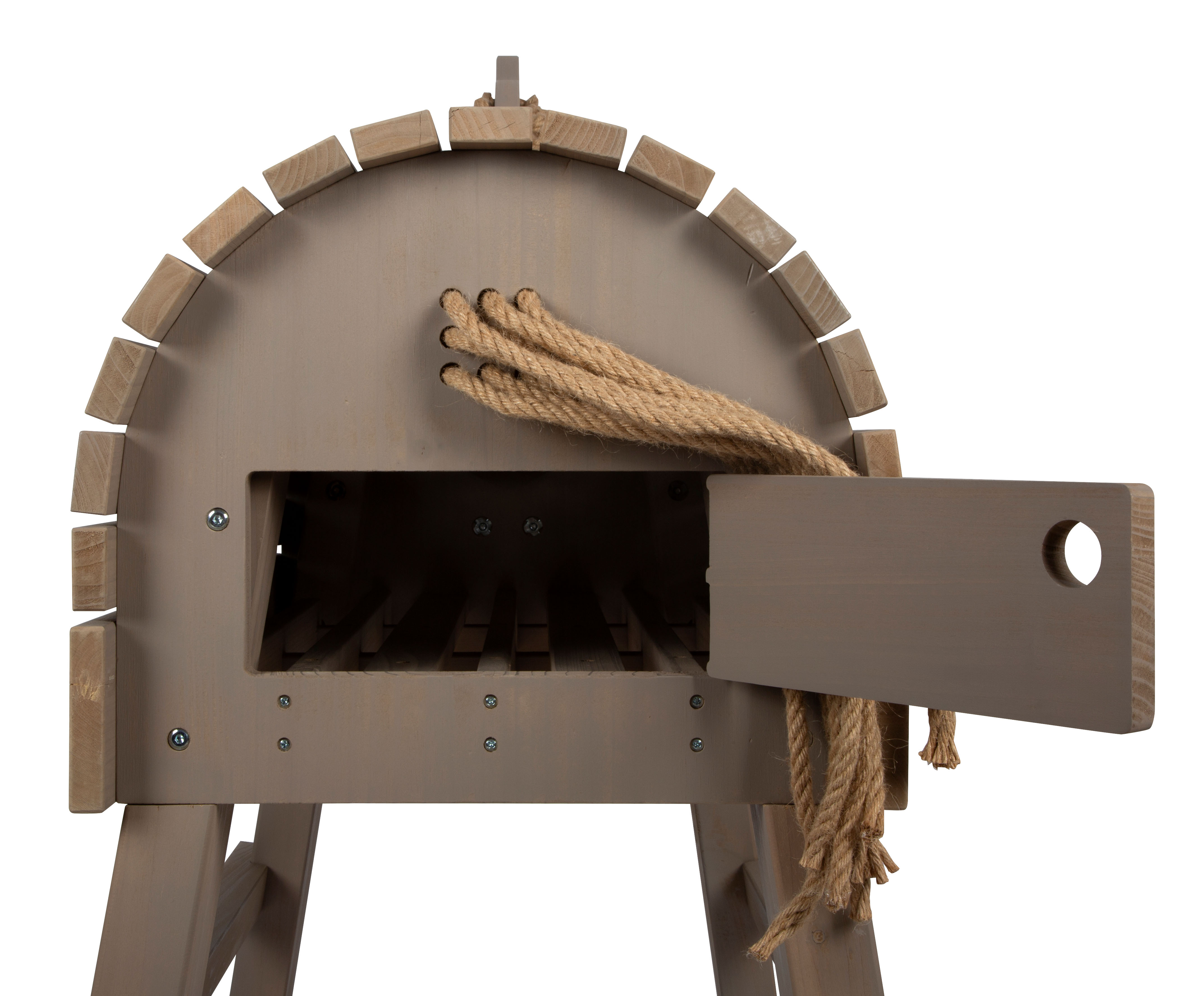graues Holzpferd hinten Klappe offen