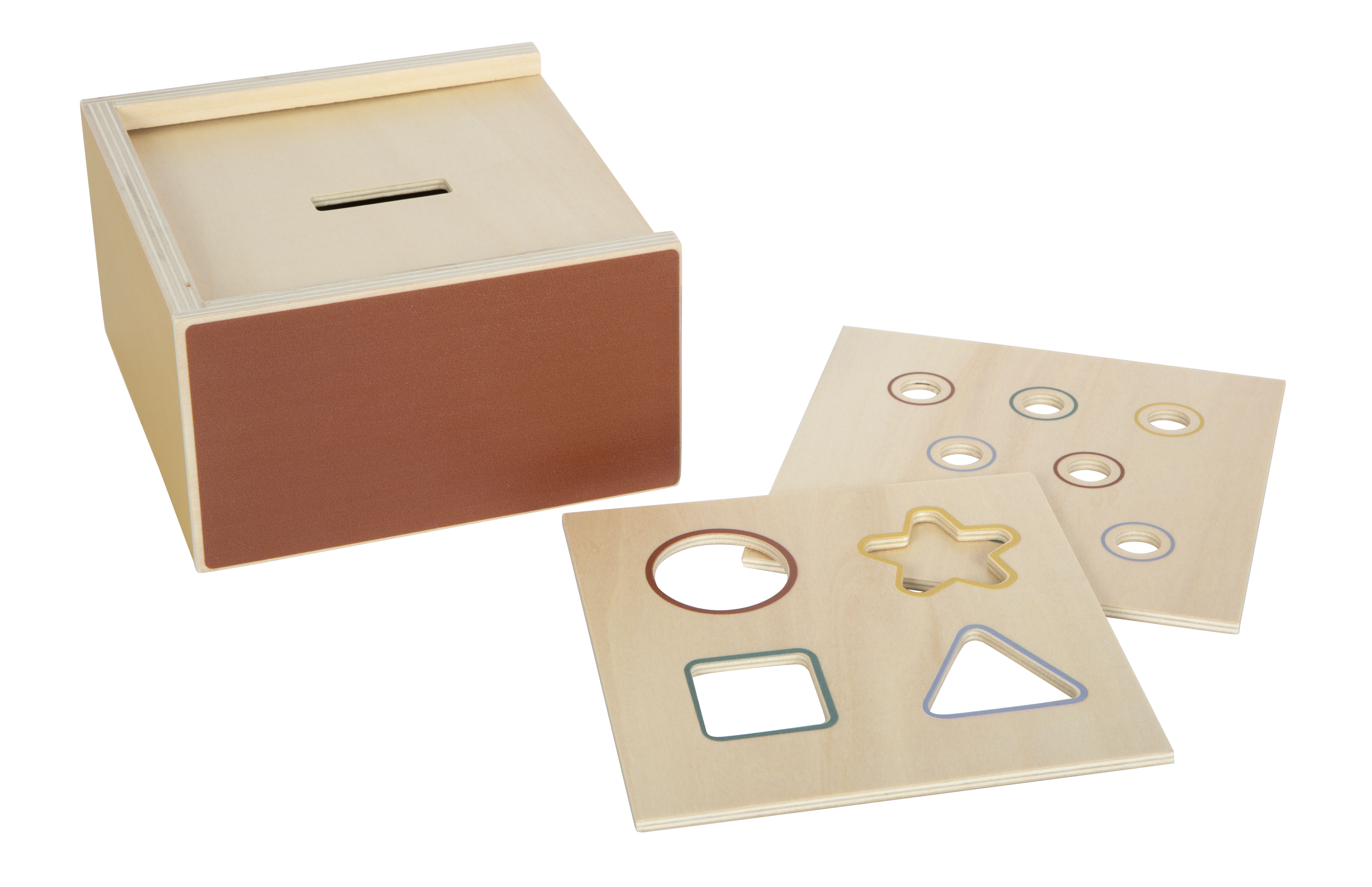 Montessori-Steckspiel mit verschiedenen Deckeln