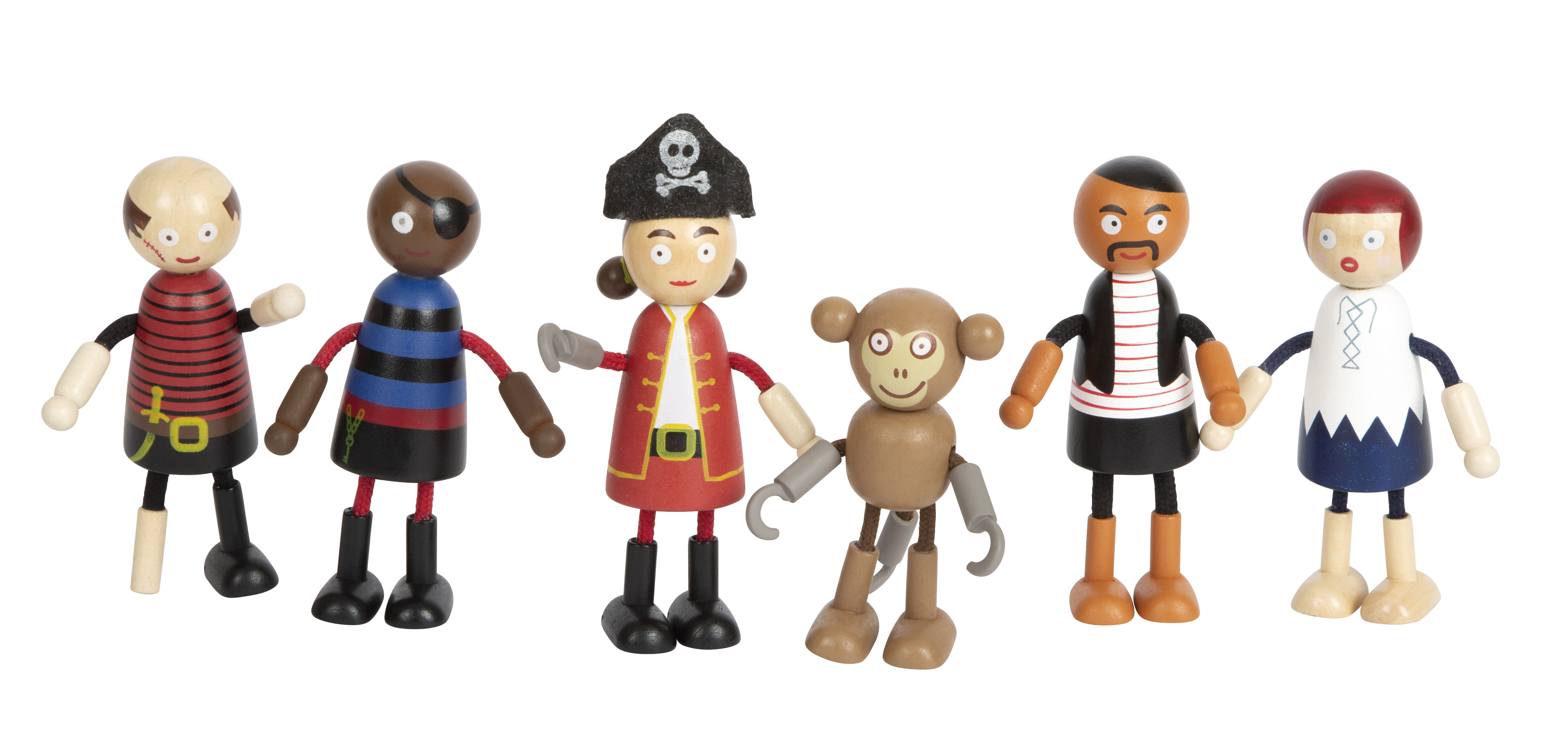 2 Piratenfiguren aus Holz zum Spielen