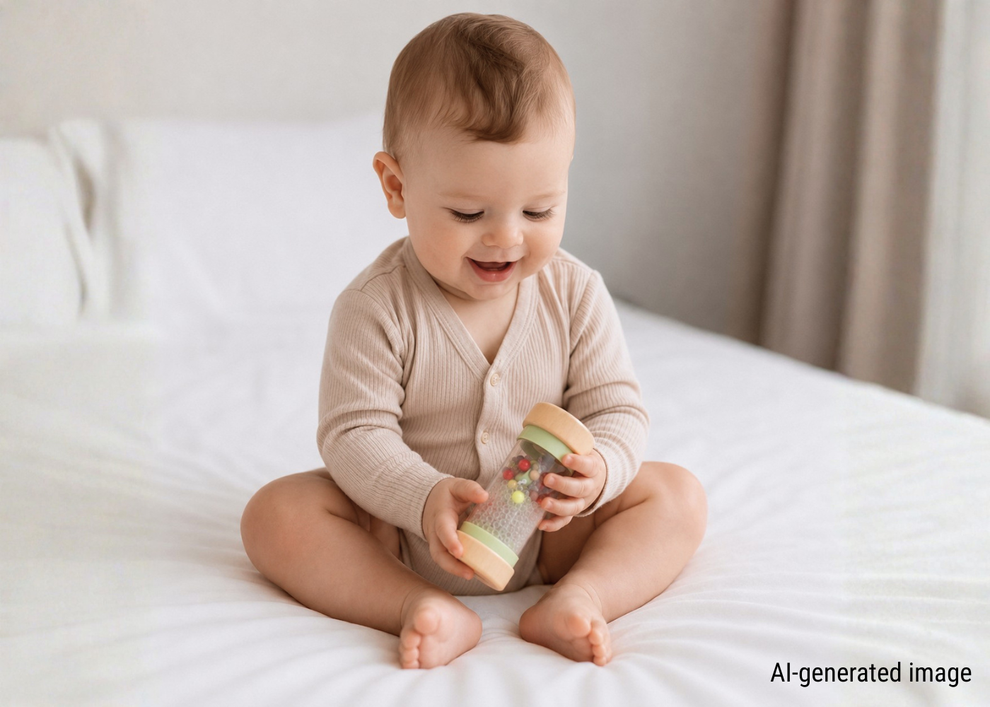 baby, baby-kleidung, onesie, weiches-beige, rattle-spielzeug