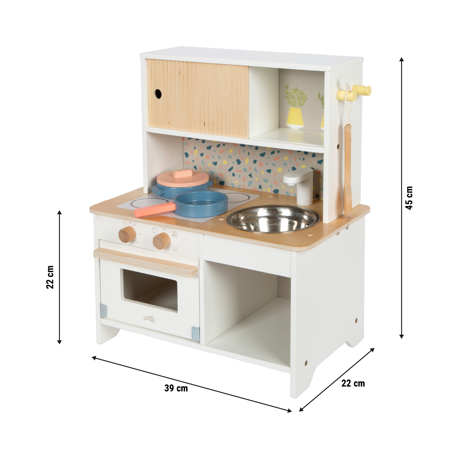 Größenskizze der Kinderküche Terrazzo kompakt