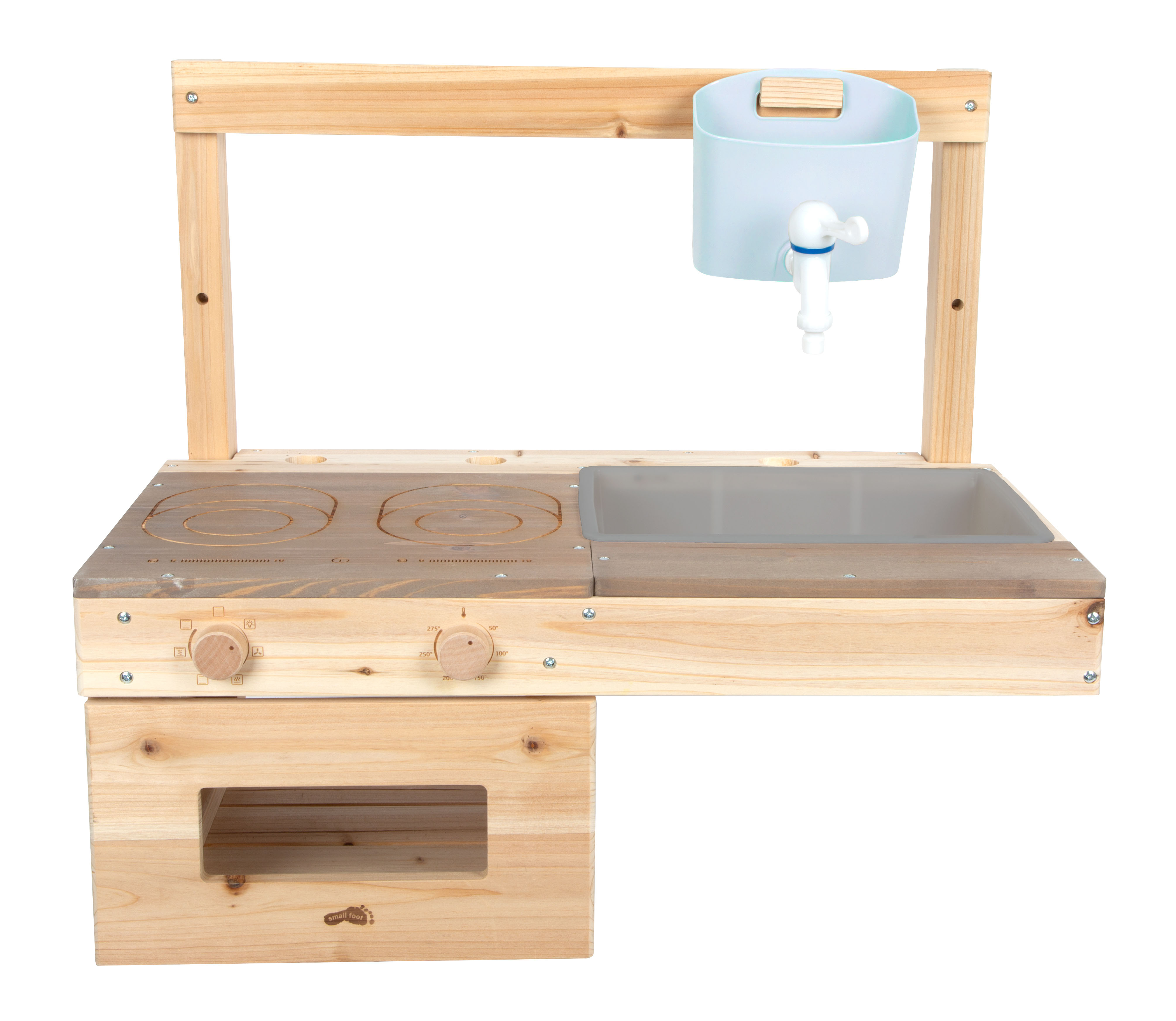 Holz-Matschküche mit Backofen und Wasserhahn für Kinder