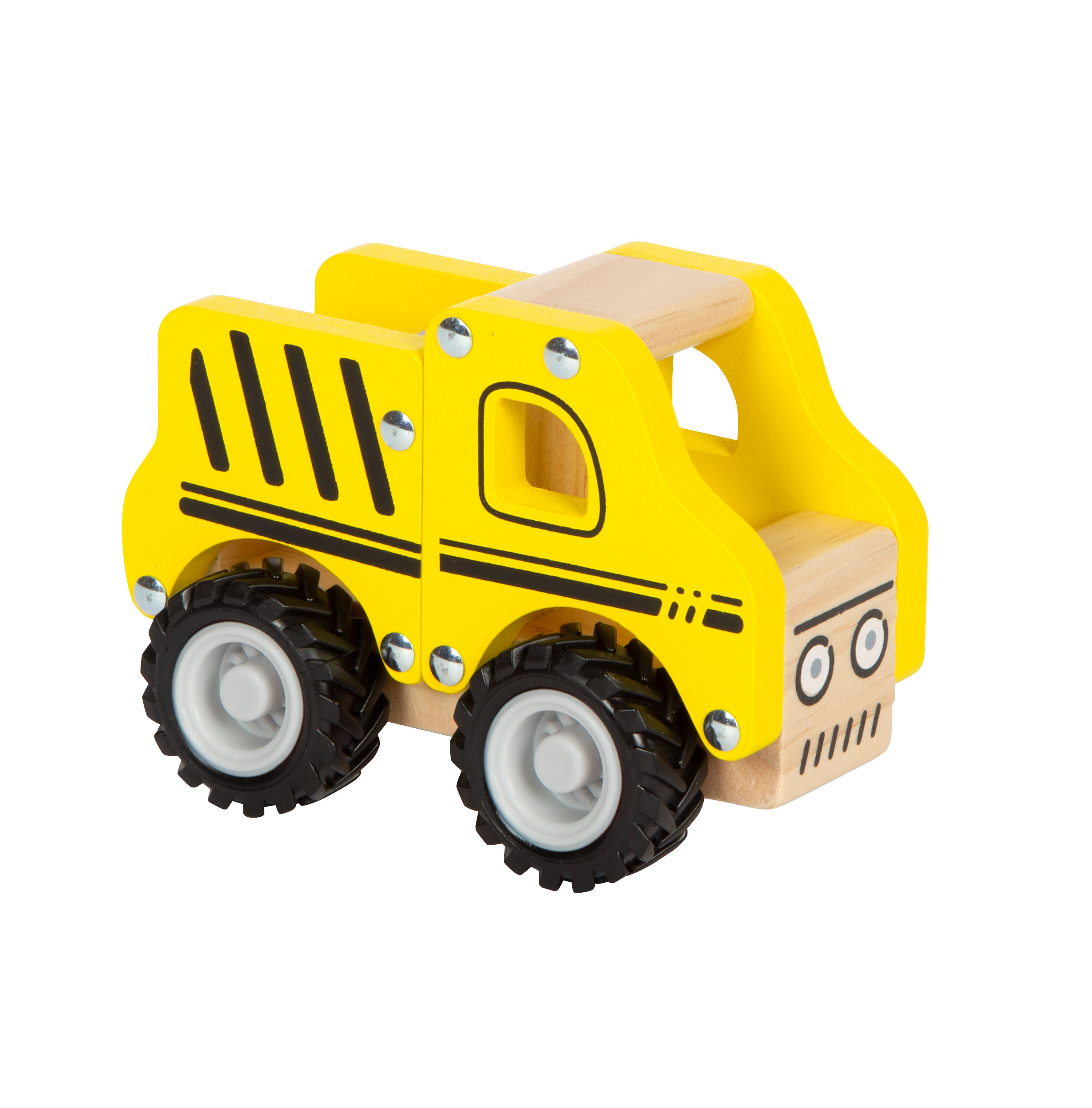 Holzspielzeug, Gelb, Kranwagen, Pferderäder, Klettkörper