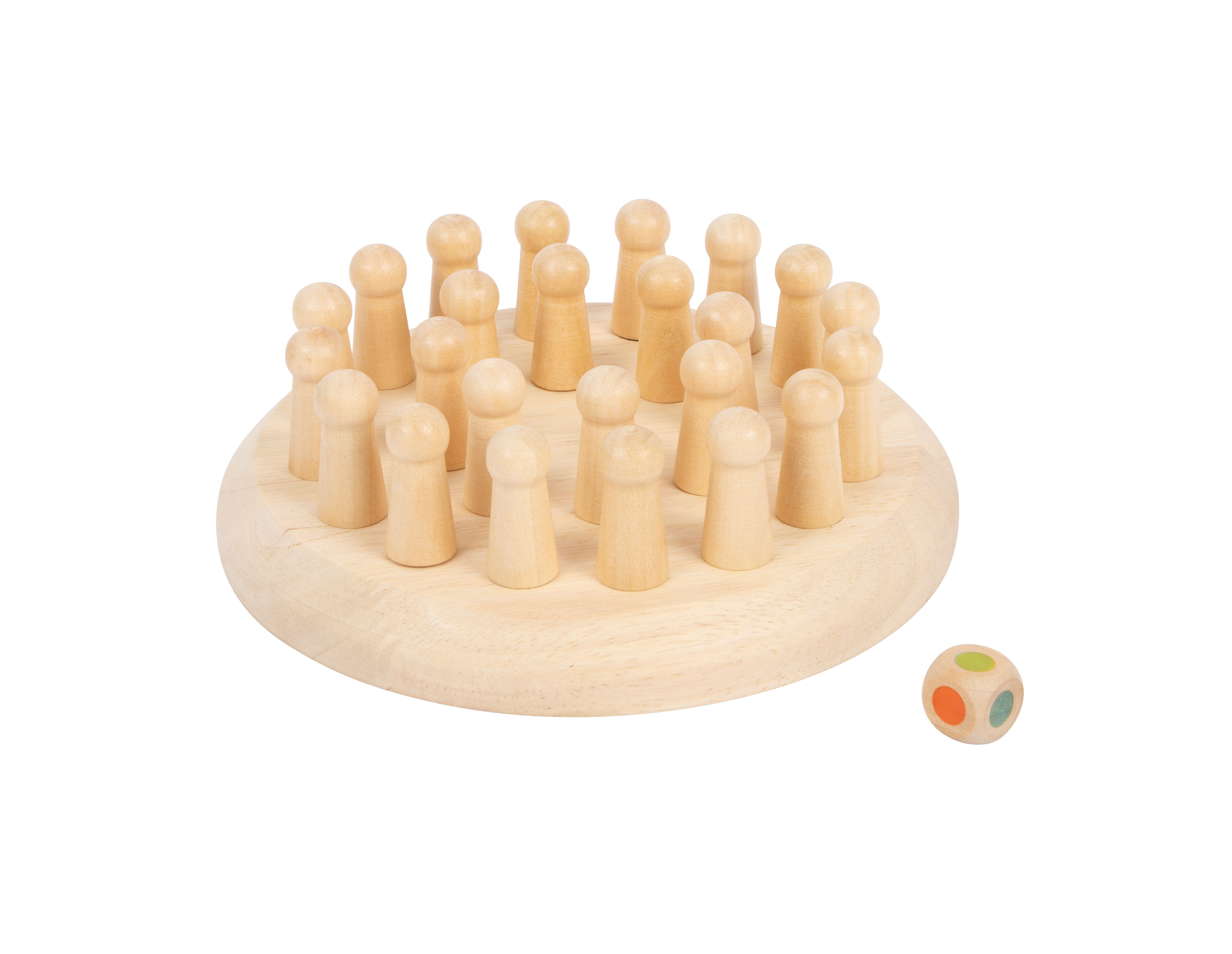 Gesellschaftsspiel aus Holz mit Holzfiguren und Würfel