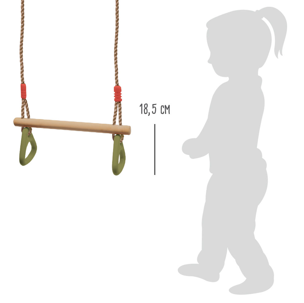 Holztrapez mit grünen Turnringen für Kinder