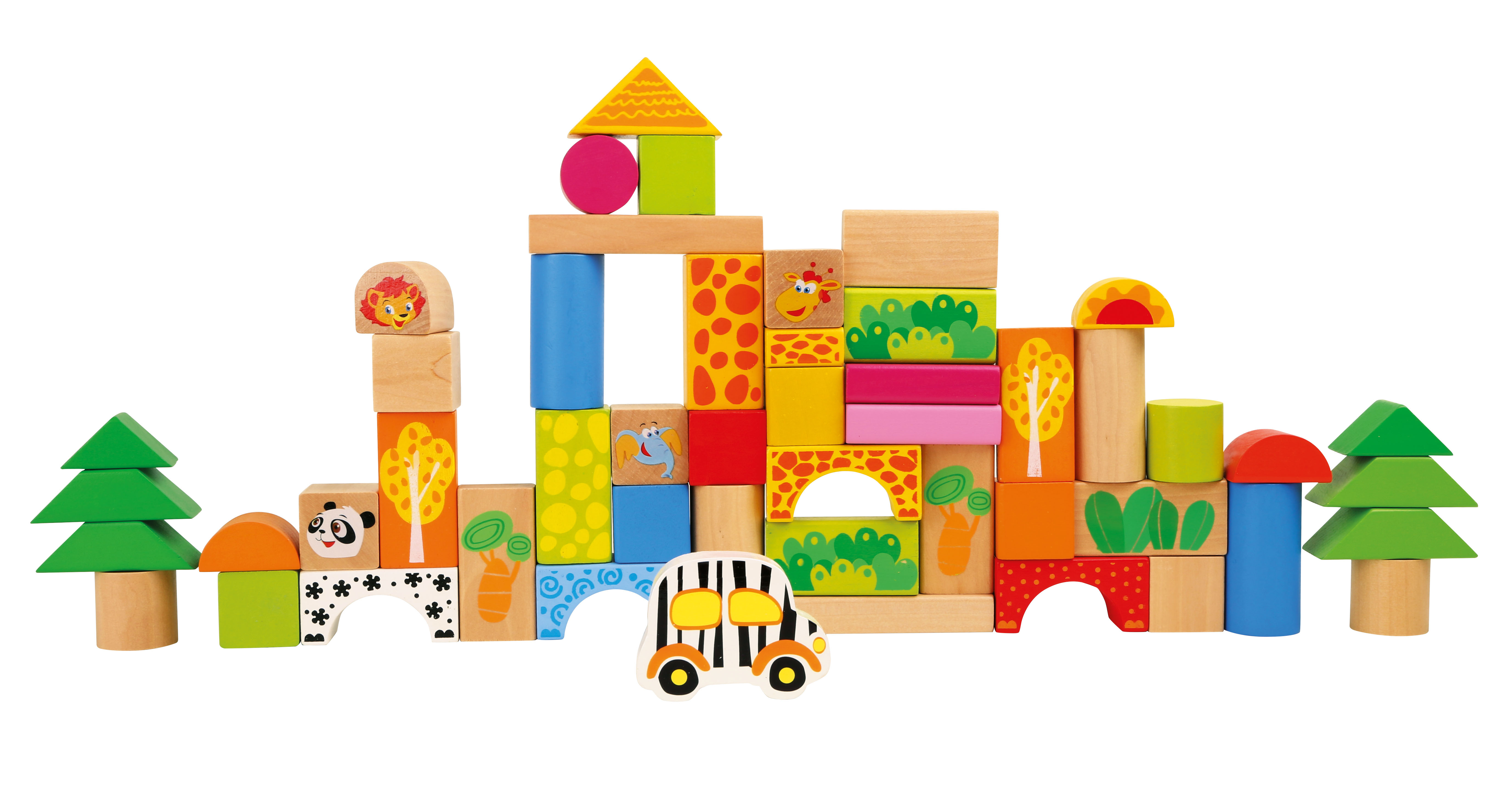 Holzbausteine Zoo für Kinder