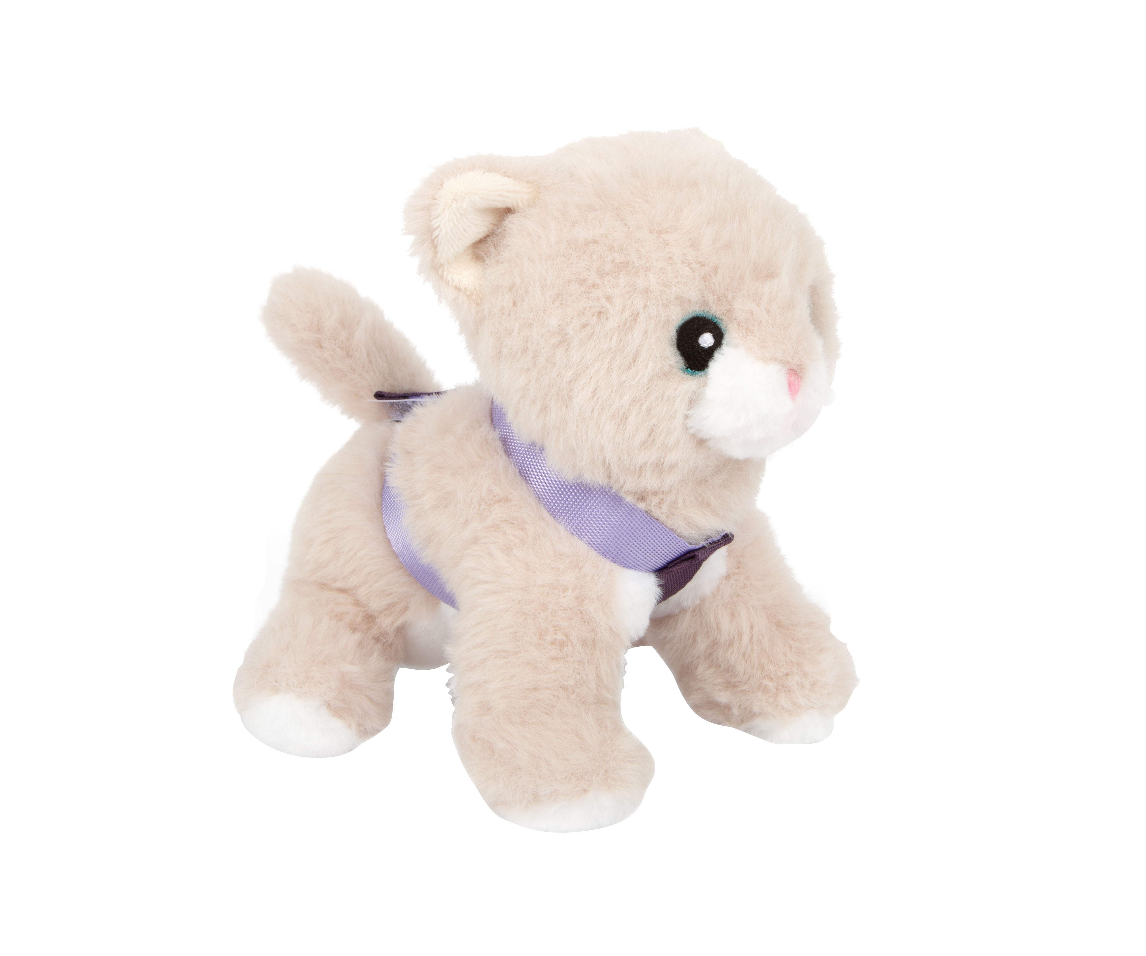 Katze mit Tasche und Pflegeset mit Katze beige mit Geschirr