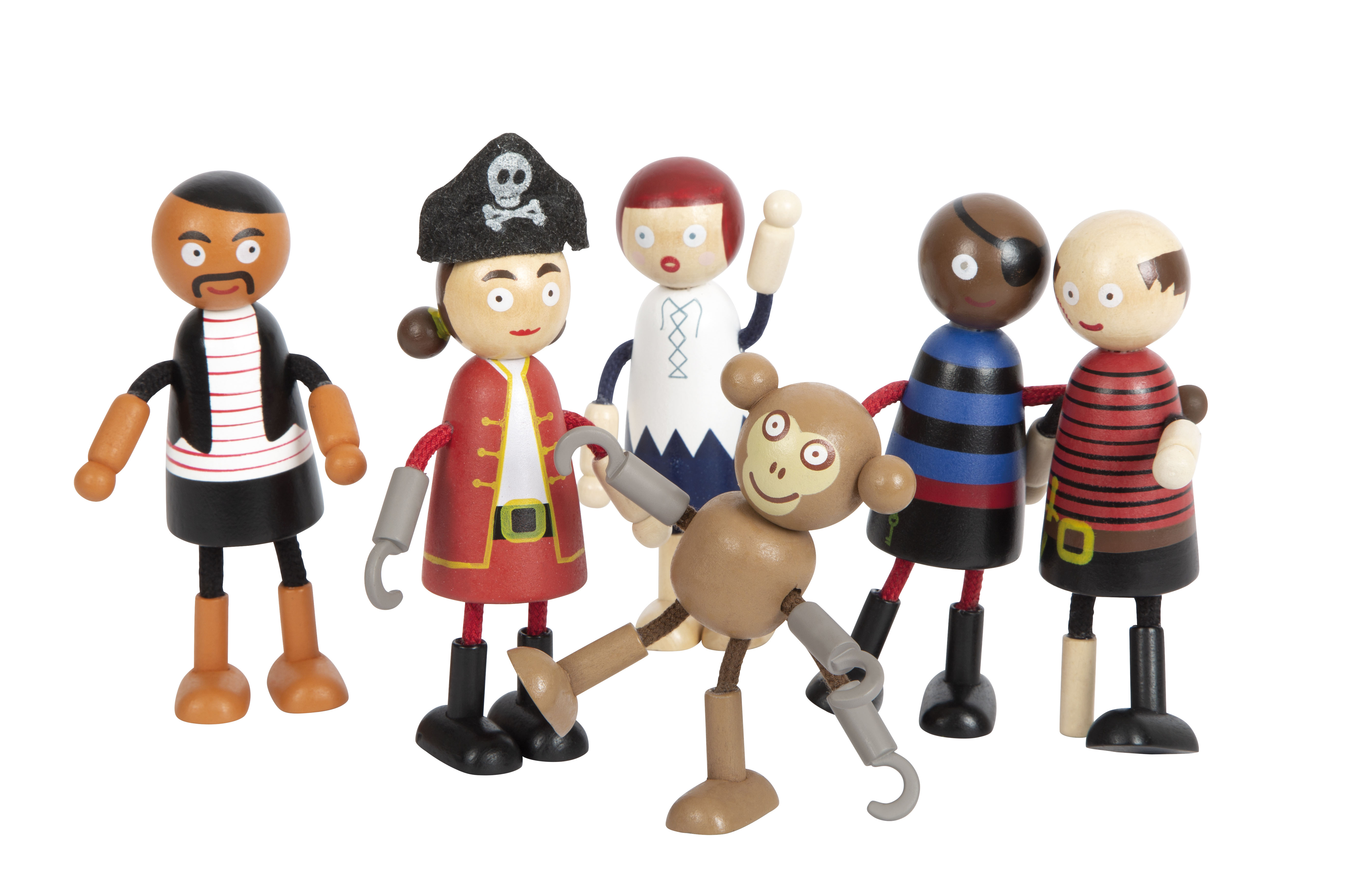Biegepuppen-Set mit Piraten und Affe
