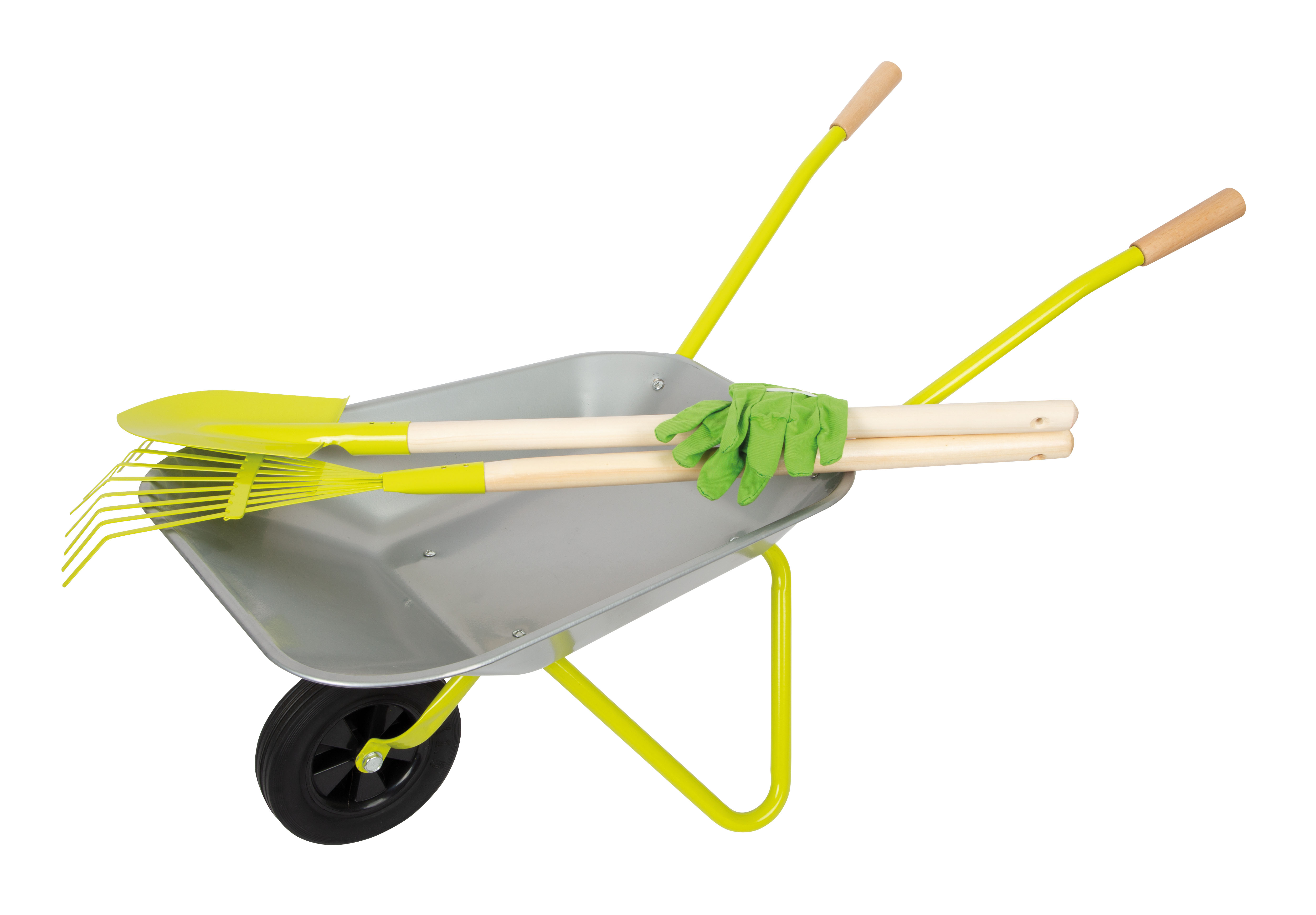 Schubkarre mit Gartenwerkzeug für Kinder