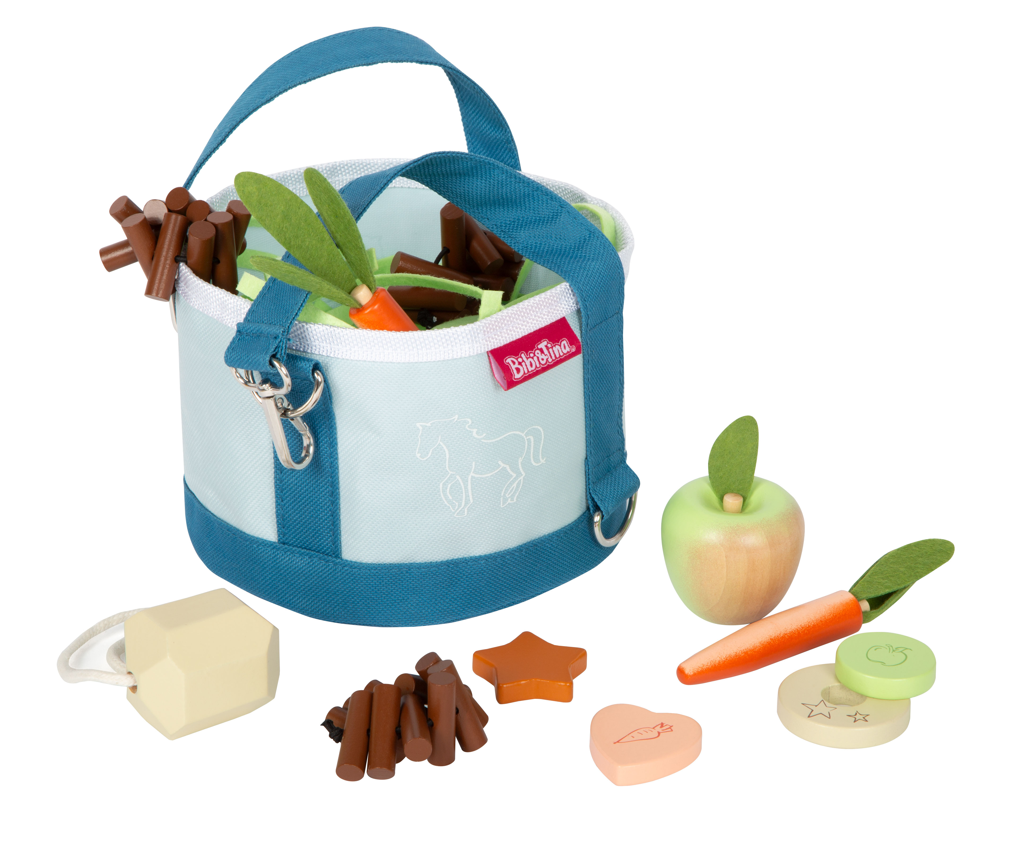 Pferdefutter-Set mit Tasche und Leckerlis für das Rollenspiel